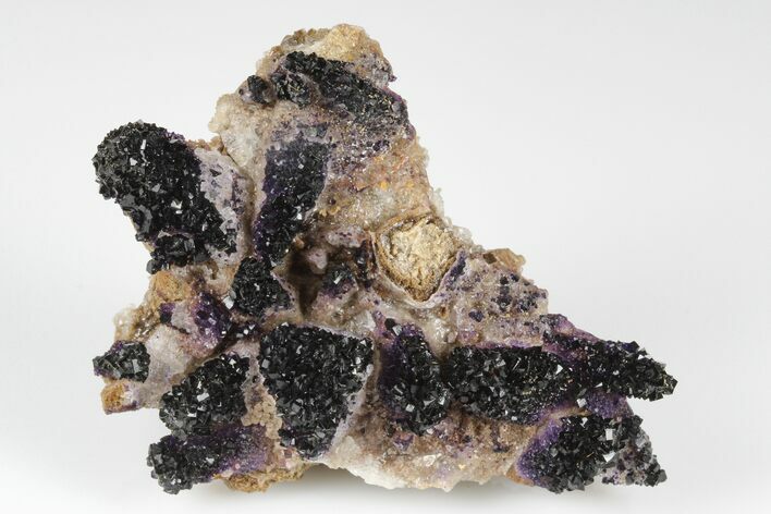 Calcite Crystal Cluster with Purple Fluorite (New Find) - China #177592